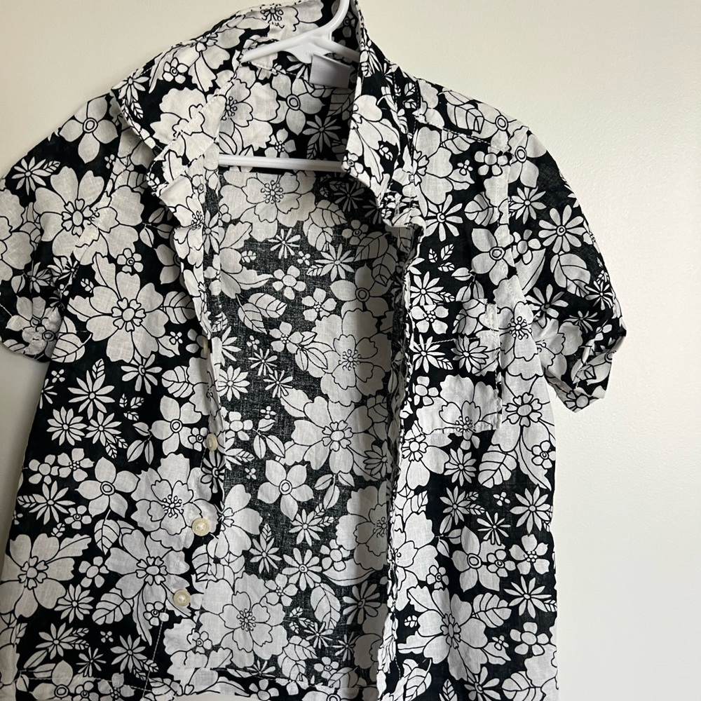 Black & White Floral Button-Up Shirt